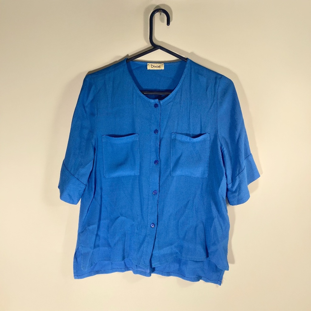Bright Blue Button-Down Top | Dixie